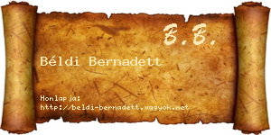 Béldi Bernadett névjegykártya